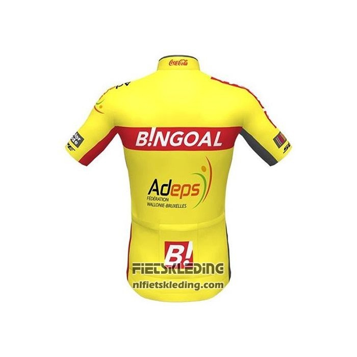 2020 Fietskleding Wallonie Bruxelles Geel Rood Korte Mouwen en Koersbroek
